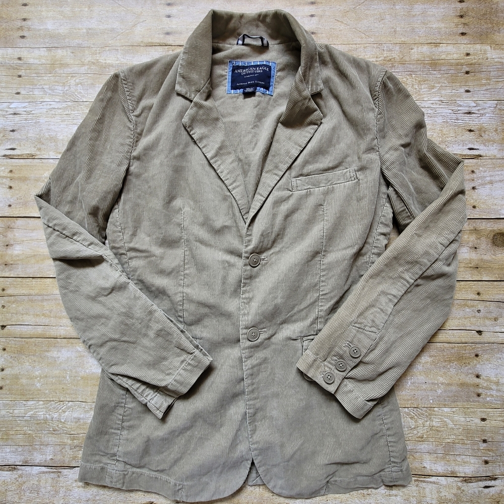 American Eagle Mens Corduroy Blazer Beige Color Size XS